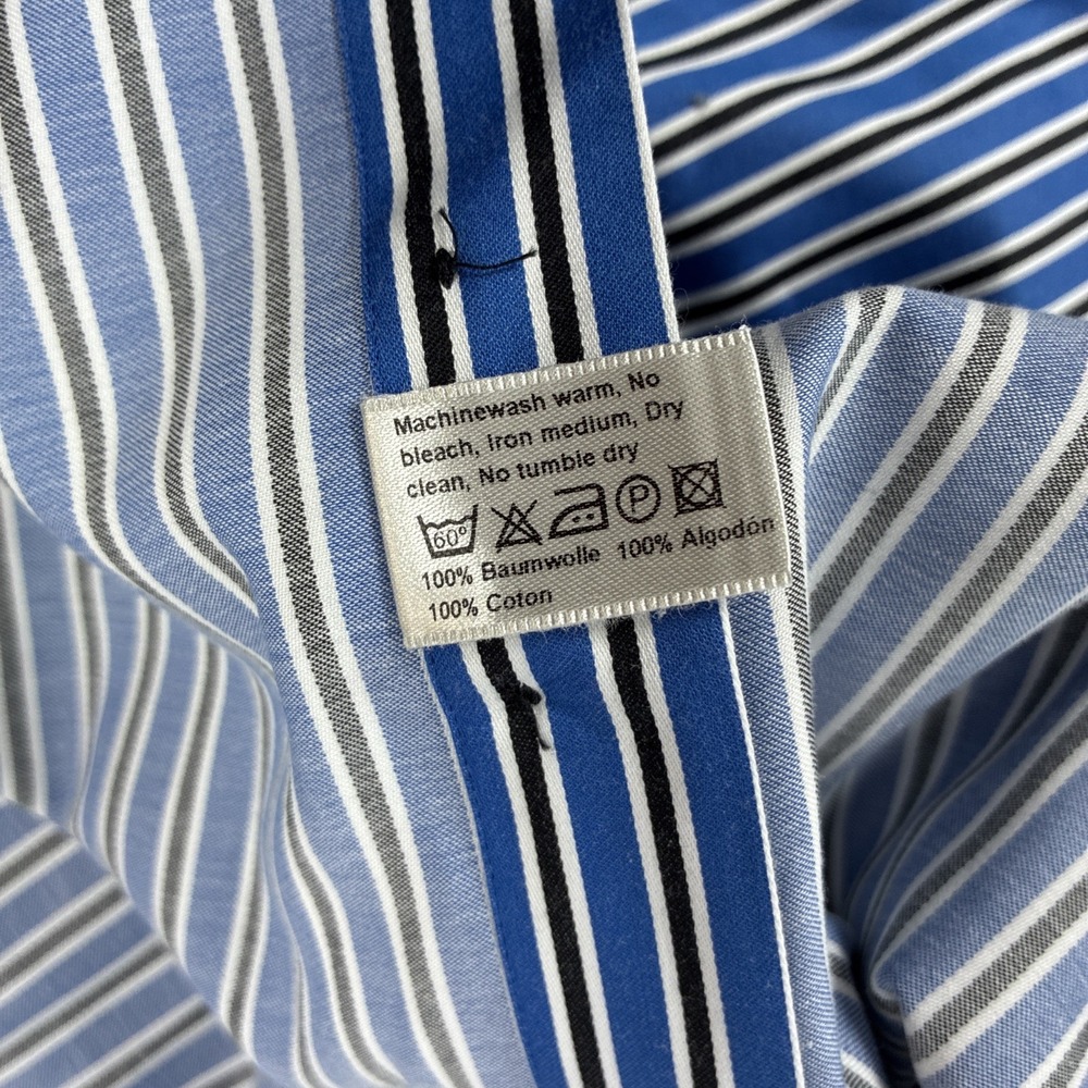 Mens Eton Contemporary Blue Striped Long Sleeve Dress Shirt Size 42 16.5 - Picture 10 of 10